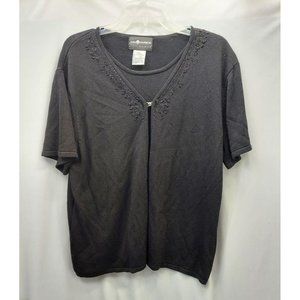 Women's L Black Embroidered Cardigan-M2